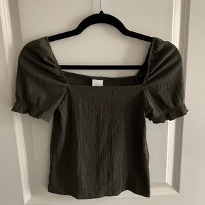 Green square neck top